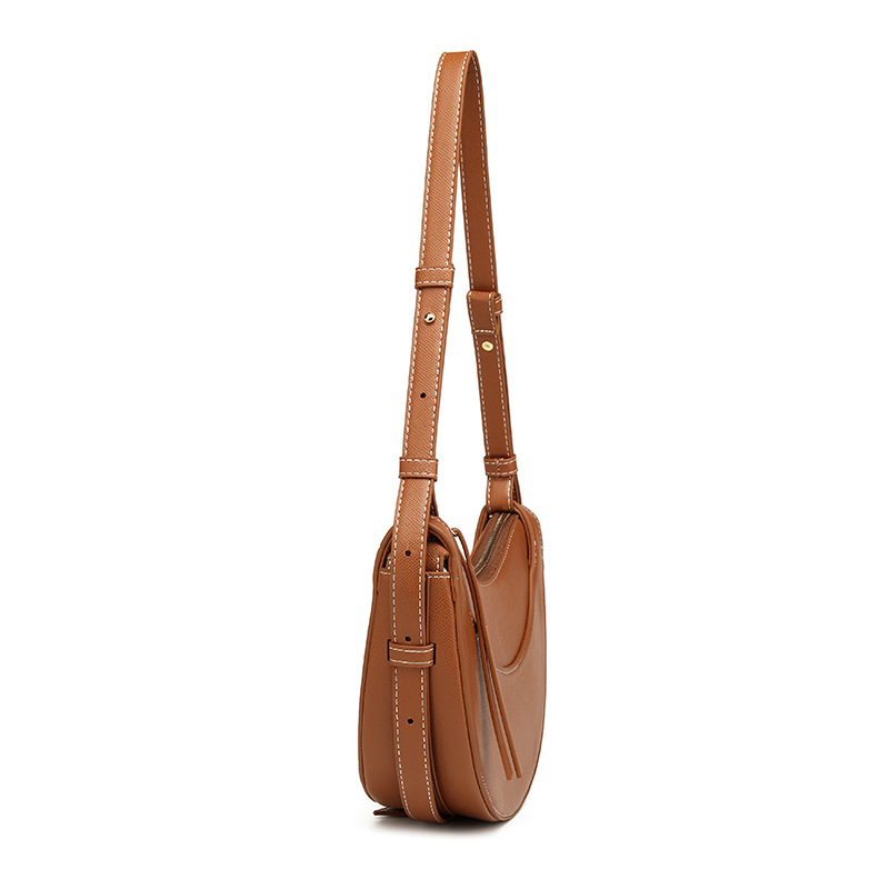 Women's French Niche Design 2025 New Dumpling Bag Crescent Bag Soft Leather Underarm Bag Versatile Crossbody Bag - Thumbnail 2