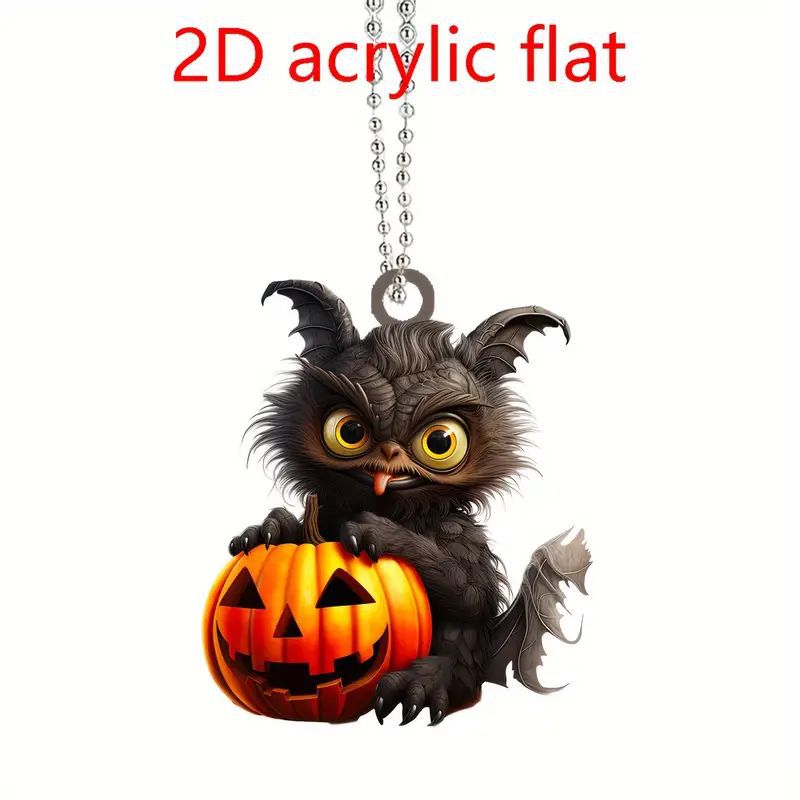 Halloween nuevo 2D dibujos animados pequeño monstruo colgante plano transfronterizo coche retrovisor colgante llavero colgante