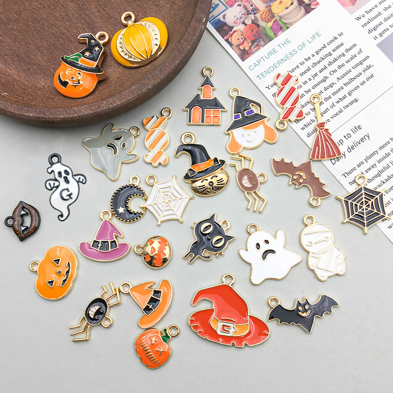 4g Weight Pendant Jewelry Making Type 12*16mm, 15 * 19mm, 16*24mm Jewelry Making Size DIY Jewelry Accessories Classification 27 Models Per Model 1, 27/Pack Quantity Zinc alloy Material Halloween Festival Pumpkin, Cat, Candy Pattern Enamel Design Cartoon Style Style 27 Models Per Model 1, 27/Pack 12*16mm 15 * 19mm 16*24mm Zinc Alloy Pumpkin Cat Candy Pendant 9