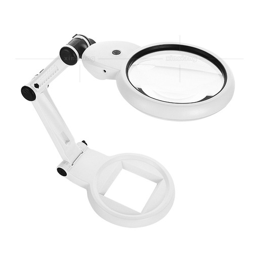 Folding desk lamp magnifying glass 24 LED cold light warm light two-color lamp high magnification reading maintenance appraisal magnifying glass