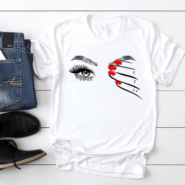 2021 Women's Short-sleeved T-shirt Nail Polish European-size Printed Cross-border Independent Station AliExpress Cross-border Base Shirt 2021 Women's Short-sleeved T-shirt Nail Polish European-size Printed Cross-border Independent Station AliExpress Cross-border Base Shirt