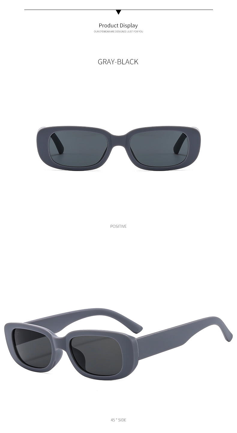 Solid Color Pattern Women'S Gender Retro Style Grey Color Retro Solid Color PC UV400 Protection Square Full Frame Women's Sunglasses