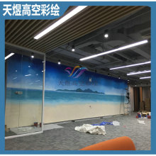 地中海纯手绘背景壁画墙体彩绘中式庭院风景绘制免费设计祠堂豪华