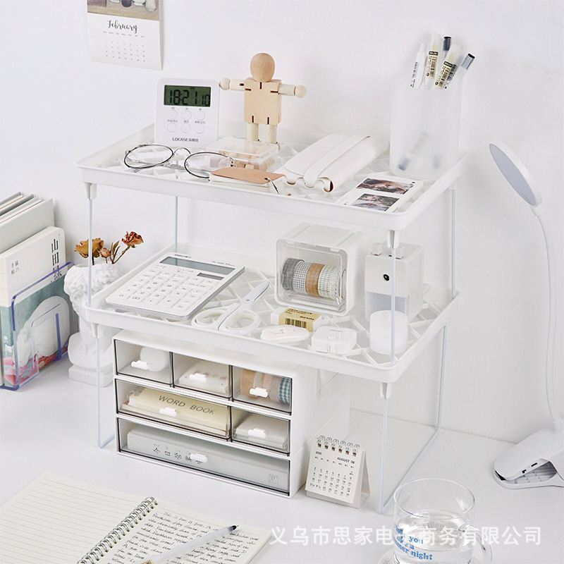 ins-style Desktop Iron Elevated Rack Foldable Dormitory College Dormitory Storage Non-printed Style Book Desktop Storage Rack