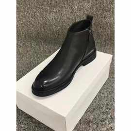 纯牛皮男鞋冬季厚底新款潮流真皮高帮棉皮鞋男加绒切尔西靴男士鞋