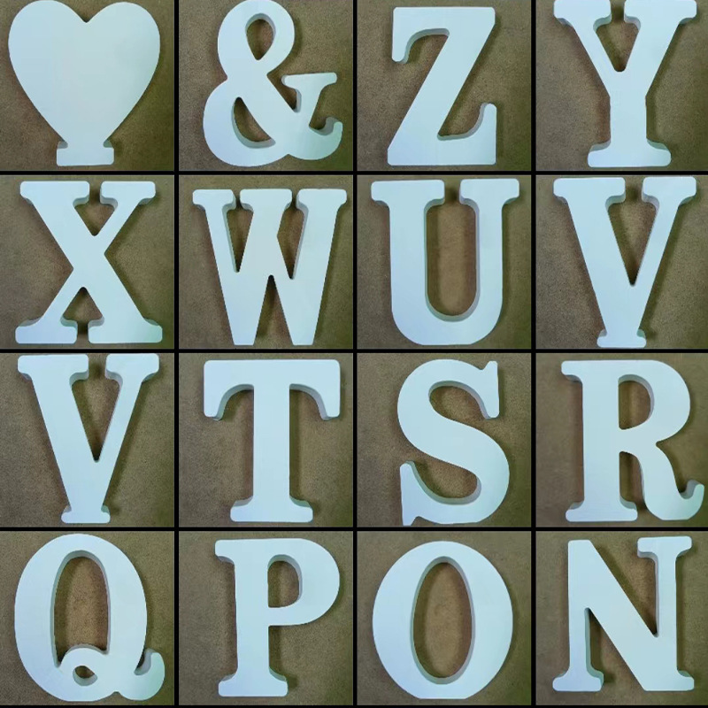 White wooden English alphanumeric ornaments home wedding decoration shooting props factory direct in stock supply White wooden English alphanumeric ornaments home wedding decoration shooting props factory direct in stock supply