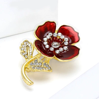 Yaxa sancaqları Enamel Poppy Flower Brooch Simple