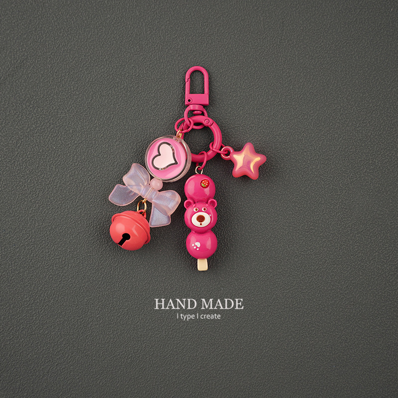 Monstruo lindo azúcar cadena mochila colgante coche de dibujos animados arco llavero estudiante bolsa colgante joyería