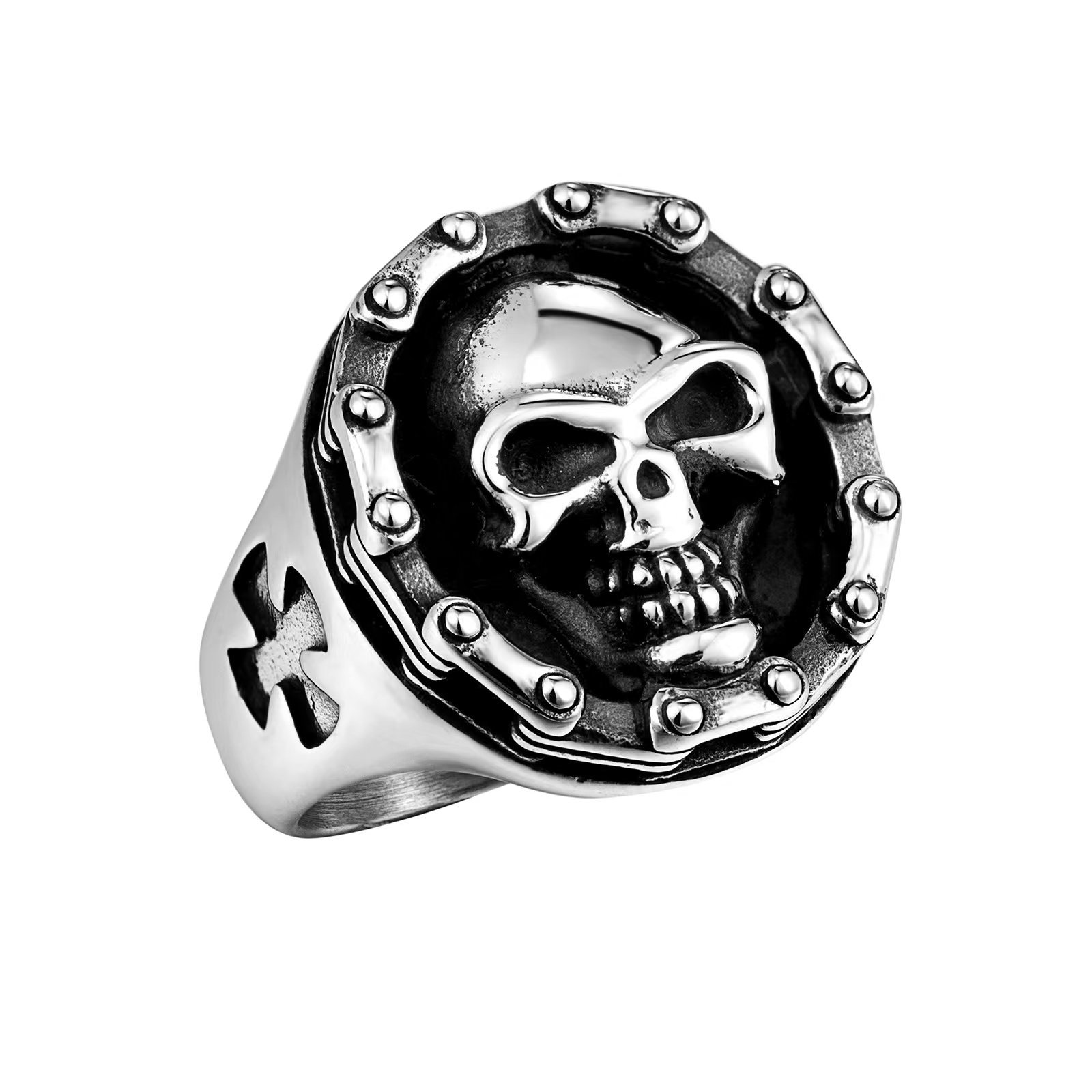 1 Piece Quantity Holiday Occasion Stainless Steel Material Halloween Festival Retro Punk Skull Stainless Steel Halloween Men's Rings
