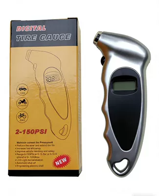 Tire Pressure Gauge, Air pressure gauge/tire pressure gauge - silver-box-with-battery