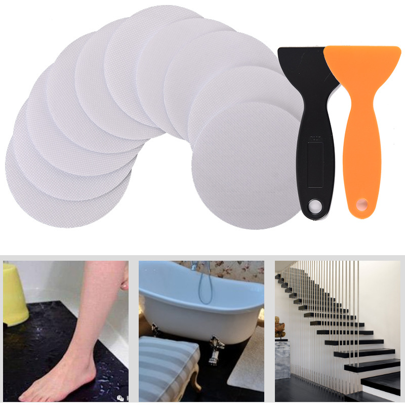 跨境亚马逊圆形透明peva浴室防滑贴 浴缸地板楼梯台阶防滑条胶带