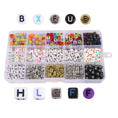 Cross-border environmental protection children's necklace plastic accessories 15-grid DIY handmade digital letter acrylic beads