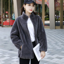 2023时尚气质皮毛一体羊剪绒大衣韩版年轻款羊羔毛外套女