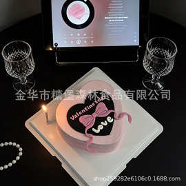 七夕情人节蝴蝶结蛋糕装饰模具爱心valentine翻糖切模烘焙摆件