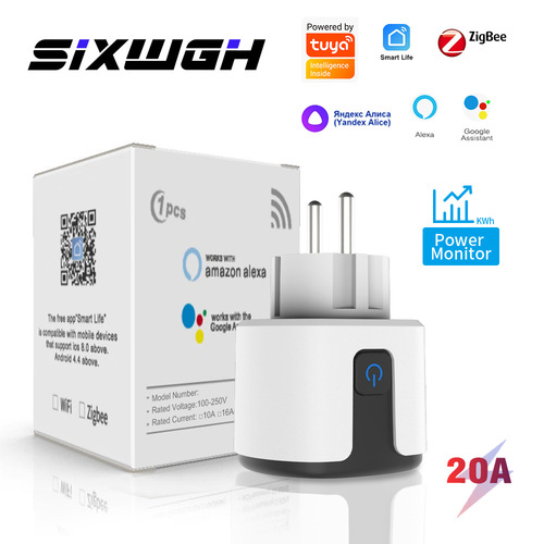 Zigbee Smart Plug, CE Compliant Universal Cross-Border Best Selling Product, Doodle App with Power Consumption Relay Function