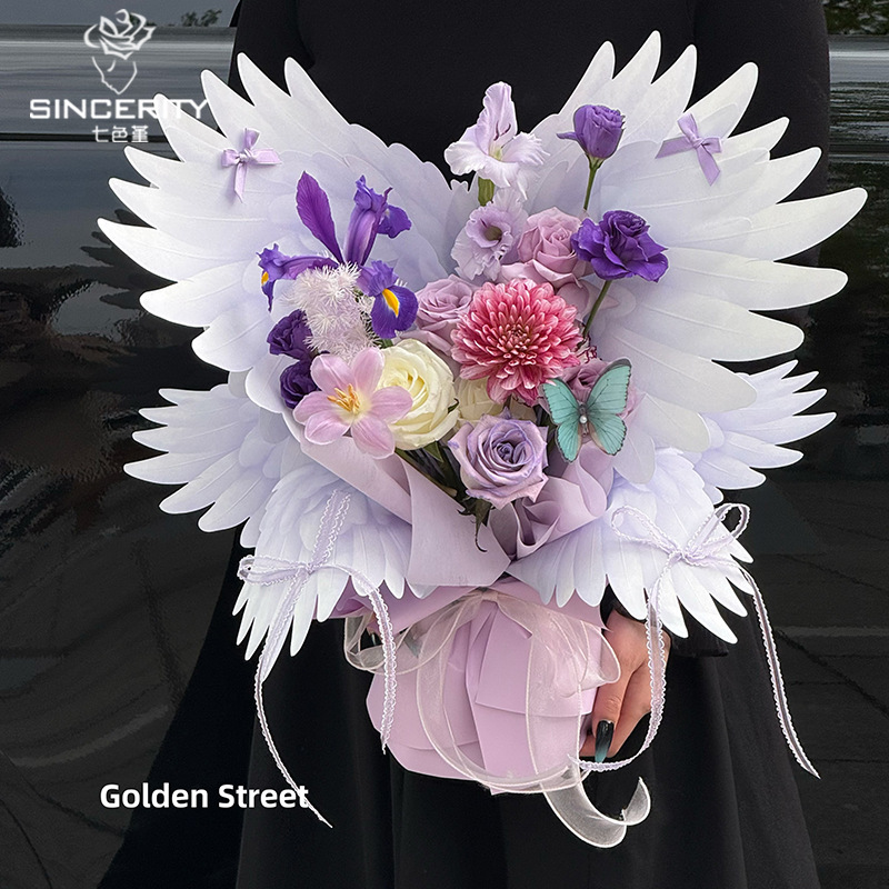 Qisejin nuevos productos flores, pájaros y cielo sfonía papel de modelado embalaje de flores floristería floristería material floral coreano