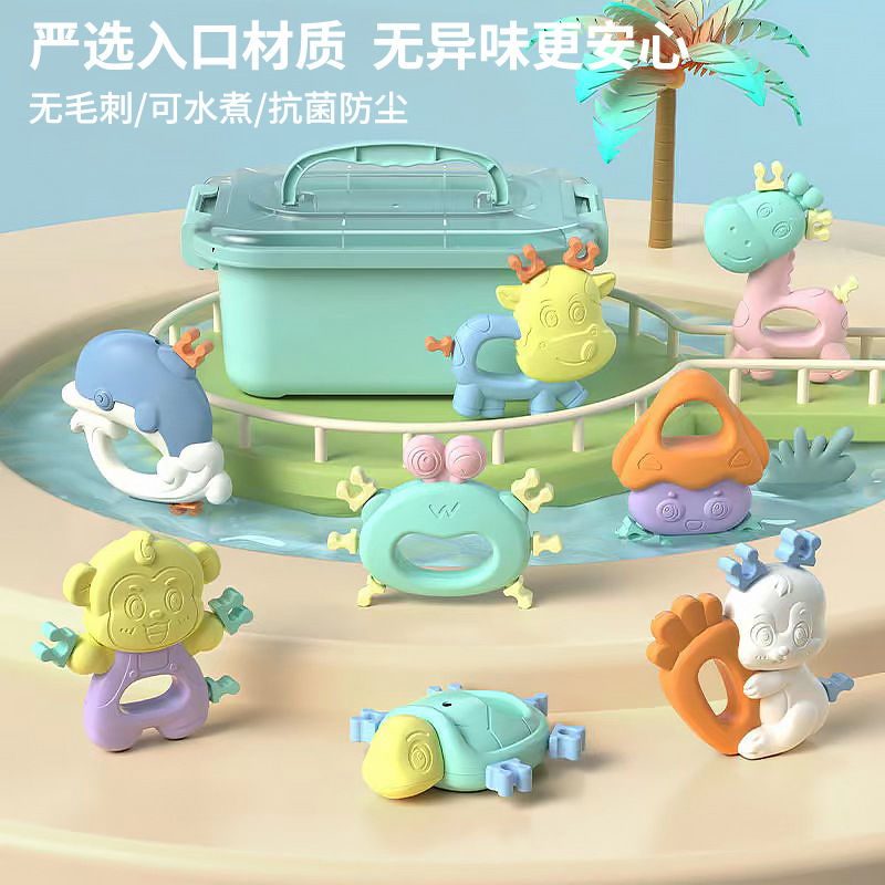 Baby teether rattle suit toy 0-1 years old baby boy girl soft rubber rattle