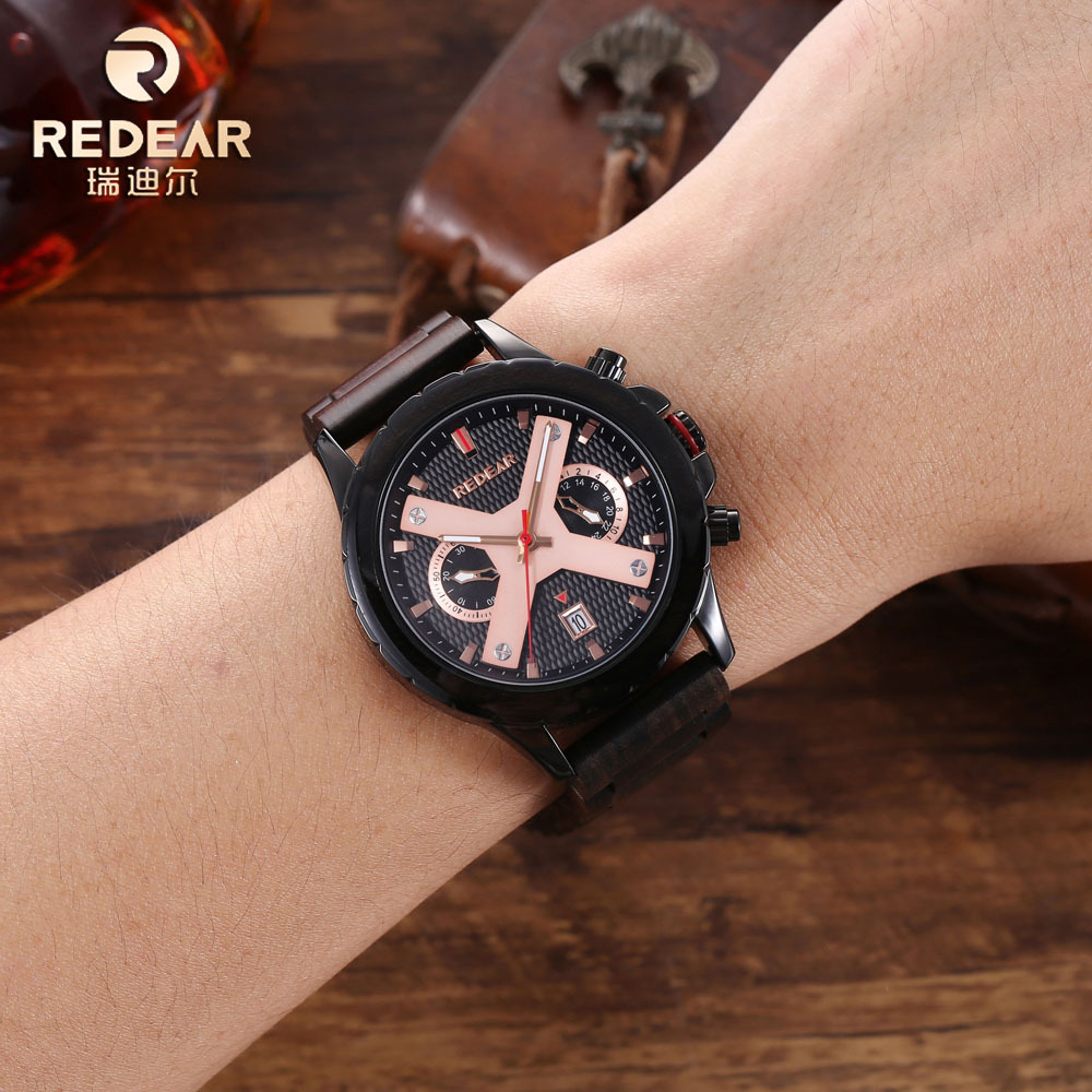 亚马逊跨境夏季新款手表 间木全木带手表 多功能防水男士石英表