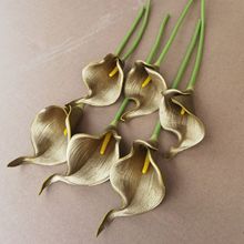 北欧高档手感PU马蹄莲仿真花金色假花客厅餐桌装饰花艺摄影道具