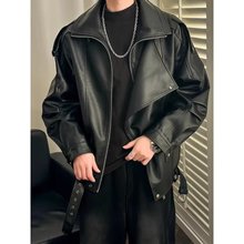 皮衣外套男高级感2025新款秋男款痞帅美式男士机车服皮夹克男装潮