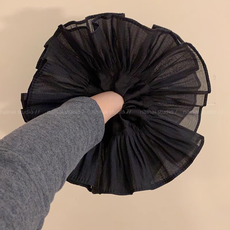 ¡Alta calidad y tamaño super grande! Falda colgante collar de cabello plegado doble cuerda de encaje alta sensación cuerda de cabello bolas mujeres