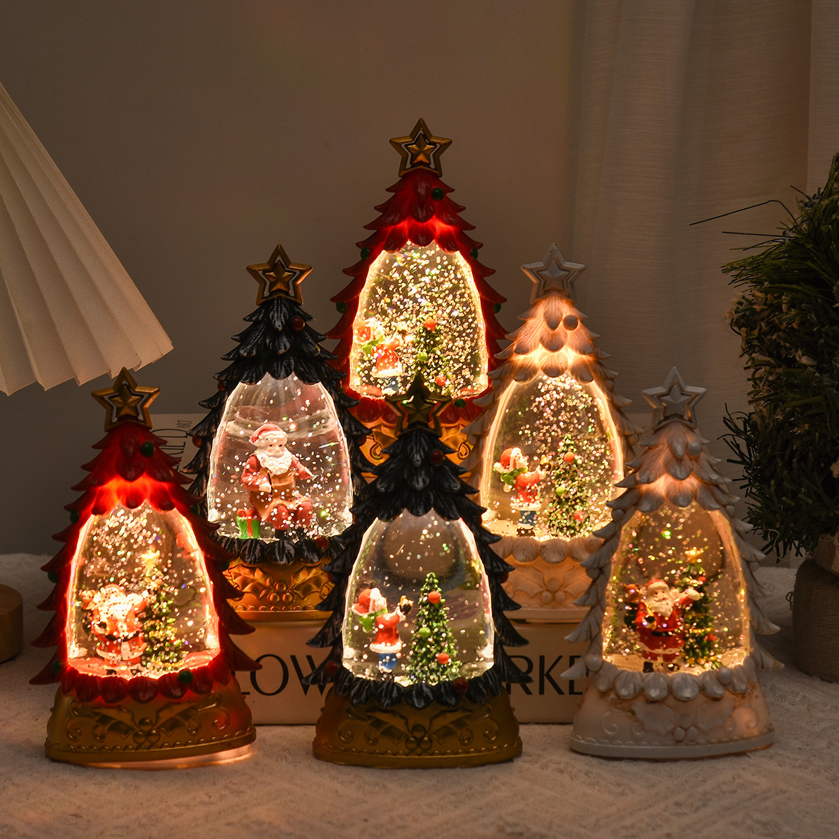 Navidad luz de vela electrónica árbol de Navidad agua vela decoración tienda escena ambiente decoración accesorios