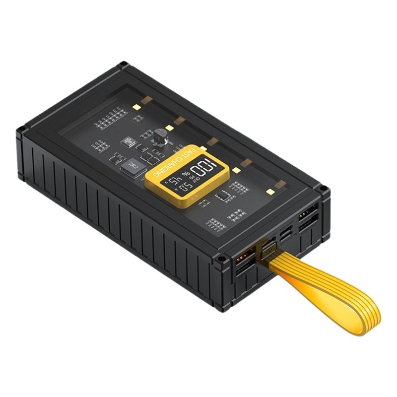 Banco de energía transparente con pantalla digital de carga rápida mecha, fuente de alimentación móvil de gran capacidad de 20.000 mAh, ancla, transmisión en vivo