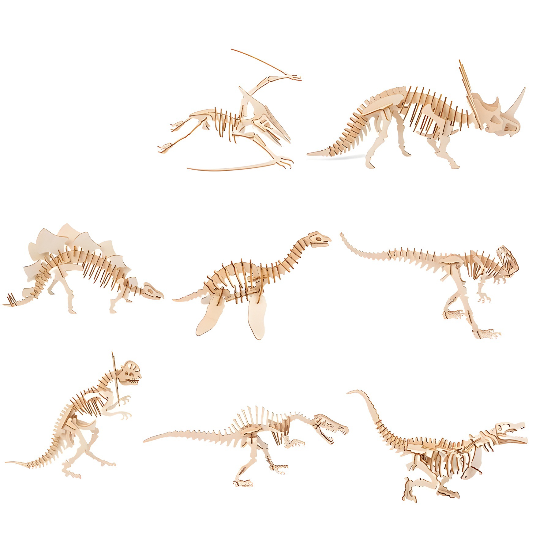 Puzzles de dinosaurio de madera creativos hechos a mano modelo 3D puzzle tridimensional regalos de vacaciones juguetes de madera al por mayor