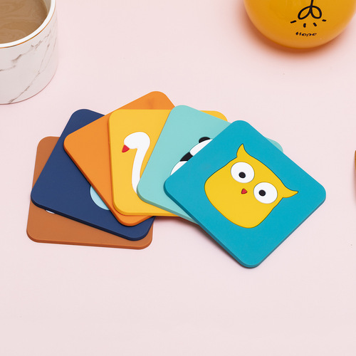 Original cartoon anti-slip cup mat soft rubber cup mat dining mat bowl mat high-temperature resistant heat insulation silicone mat factory wholesale