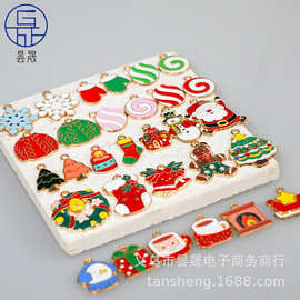 圣诞节系列DIY饰品配件单吊老人雪花头绳吊坠雪人树手绳袜子挂件