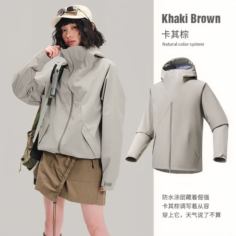Shanke 軽量ジャケット 女性用 防風、防水、耐油性 アウトドア デュポン 三防性 磁気吸着 ハイキングと登山ジャケット 男性用|undefined
