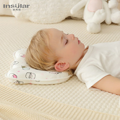 Infants and young children's four-season slow rebound universal baby shaped pillow anti-head deflection memory foam baby pillow pillow case cross-border