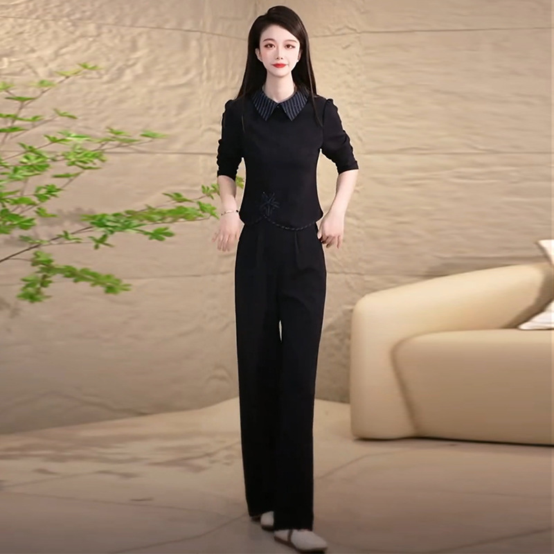 时尚套装女2025秋季新款时髦洋气显瘦长袖上衣阔腿裤气质两件套潮|undefined