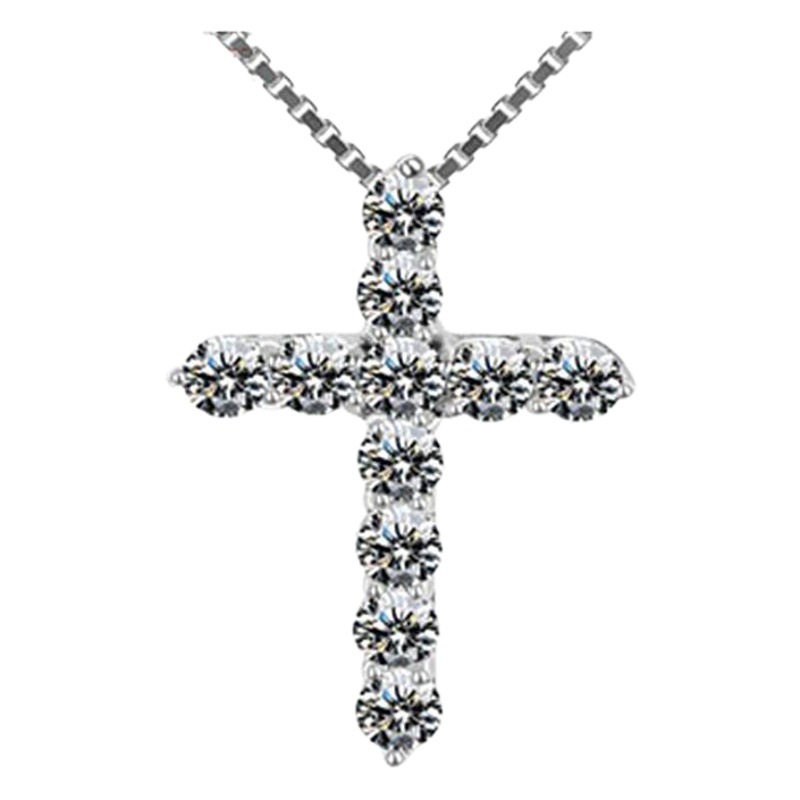 Cruz colgante europeo y americano simple diamante colgante de oro amarillo todo-fósforo collar clavícula Cadena de Suministro de ventas directas de la fábrica