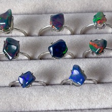 天然黑欧泊原石戒指不规则黑欧泊原石随机发货工厂直供外贸热销