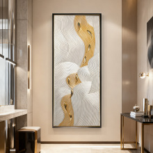 手工九鱼图轻奢玄关装饰画寓意好简约客厅立体画竖版入户走廊壁画