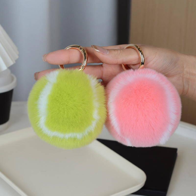 Tennis-Themed Plush Car Keychain Pendant Ins-Style Pom-Pom Bag Gift Backpack Accessory Pendant Kitty