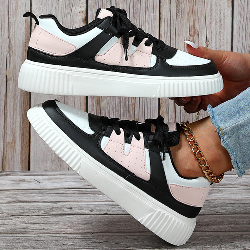 Korean Style Thick Sole Trendy Couple's Skate Shoes Breathable Comfortable Casual Sports Single Shoes Fashionable Versatile Outdoor Flat Shoes