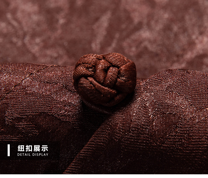 Áo sơ mi nam lụa tơ tằm Xiangyunsha tay ngắn kiểu mới — Nâu đậm 25181 chi tiết 16