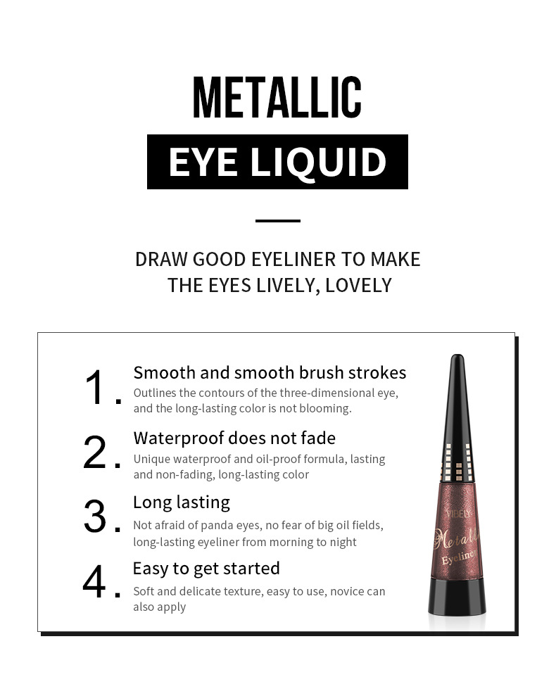 VIBELY export pearlescent colored eyeliner Liquid pen, quick-drying, waterproof, non-smudging liquid ultra-fine eyeliner pen wholesale Item Picture