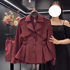大码女装气质别致小衫上衣胖早春新款2025年时尚西装领收腰衬衫