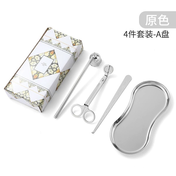 Small candle, silver set, 4 piece set