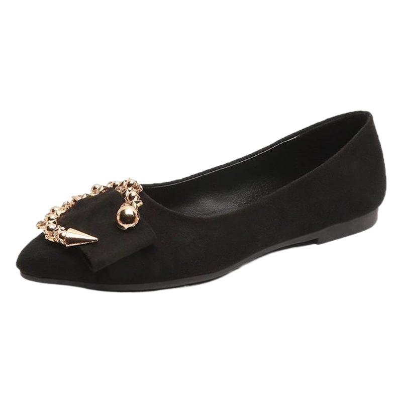 Весна и лето 2024, новая женская обувь, повседневная обувь в корейском стиле с плоским острым носком, женская обувь без шнуровки с круглой пряжкой, рабочая обувь