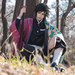 鬼滅の刃コスチューム 鬼殺隊制服 水柱富岡義勇 コスプレウィッグセット 日本漫画風