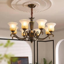复古全铜美式客厅吊灯别墅复式楼餐厅卧室书房法式简欧式灯具中山