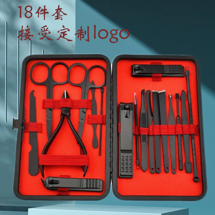 Nail Clipper Set, Nail Cutter Set, Black and Red Classic Style Nail Scissors and Manicure Tools, Nail Scissors Set