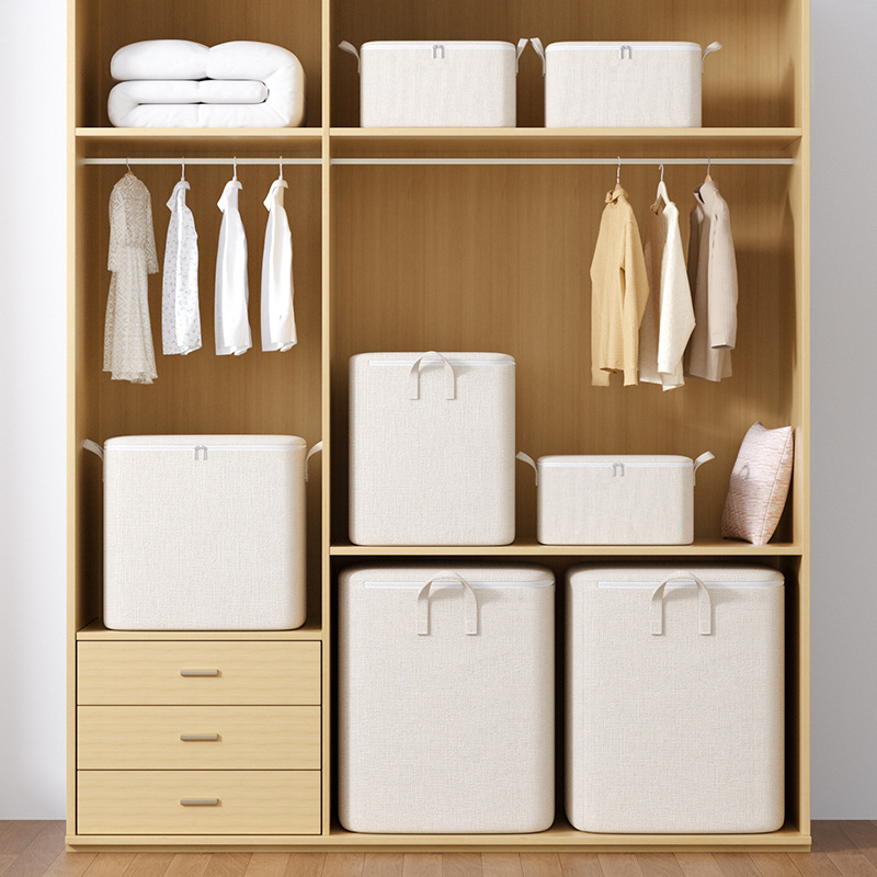 Bolsa de almacenamiento con cremallera de algodón y lino de gran capacidad de almacenamiento en el hogar bolsa de ropa edredón dormitorio caja de almacenamiento bolsa de embalaje en movimiento