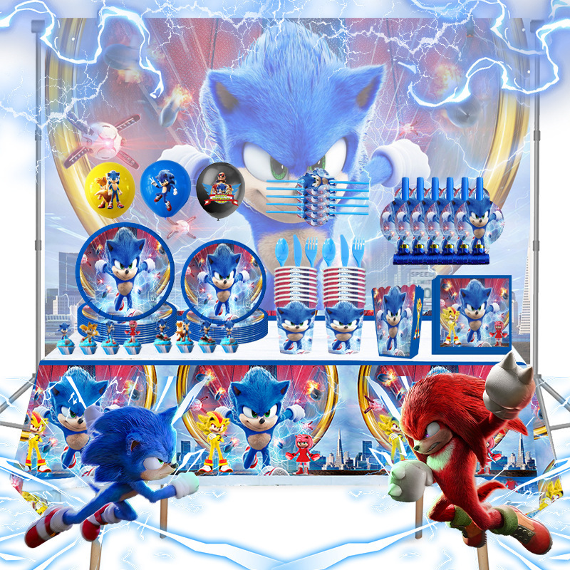 Sonic Birthday Party Supplies Birthday Party Decoration Disposable Tableware suit Invitation Card Triangle Sonic Birthday Party Supplies Birthday Party Decoration Disposable Tableware suit Invitation Card Triangle