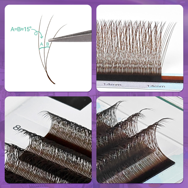 Fábrica estrecha boca pequeña negro marrón trébol 3D injerto al por mayor pestañas falsas suaves no dispersas raíces solo transfronterizas