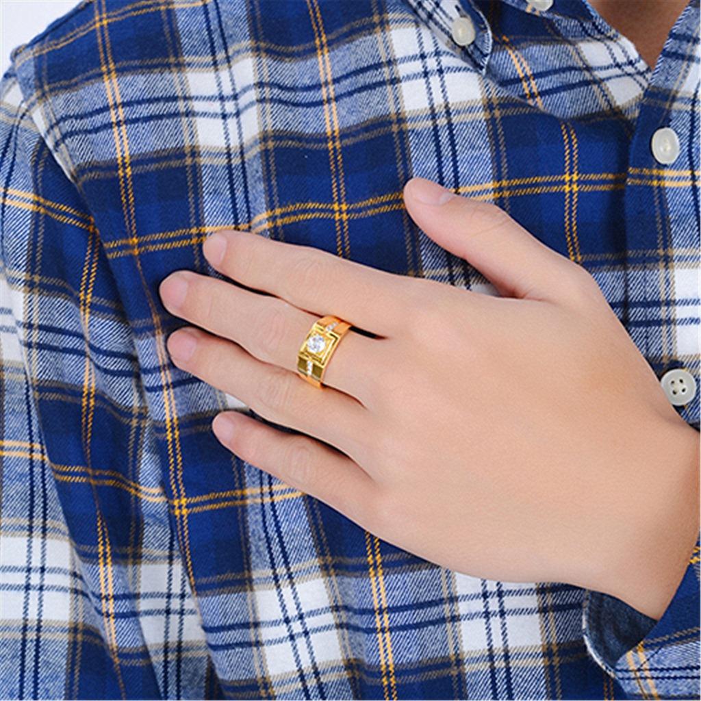 Herrenring Mit Simuliertem Diamant In Weißgold Optik_voghion.com